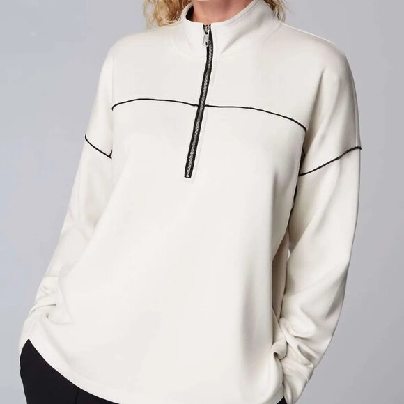 J.Jill FIT Sleek Double-Knit Piped Quarter-zip Pullover Sweatshirt Capsule 3X - Picture 1 of 14